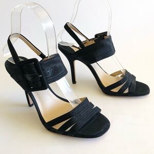 Antonio Melani Moiré Black Dress Sandals